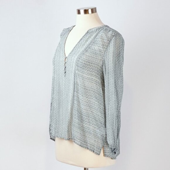 Joie Parmena Sheer Blue 100% Silk Long Sleeve Blouse - Size Small - Picture 2 of 6